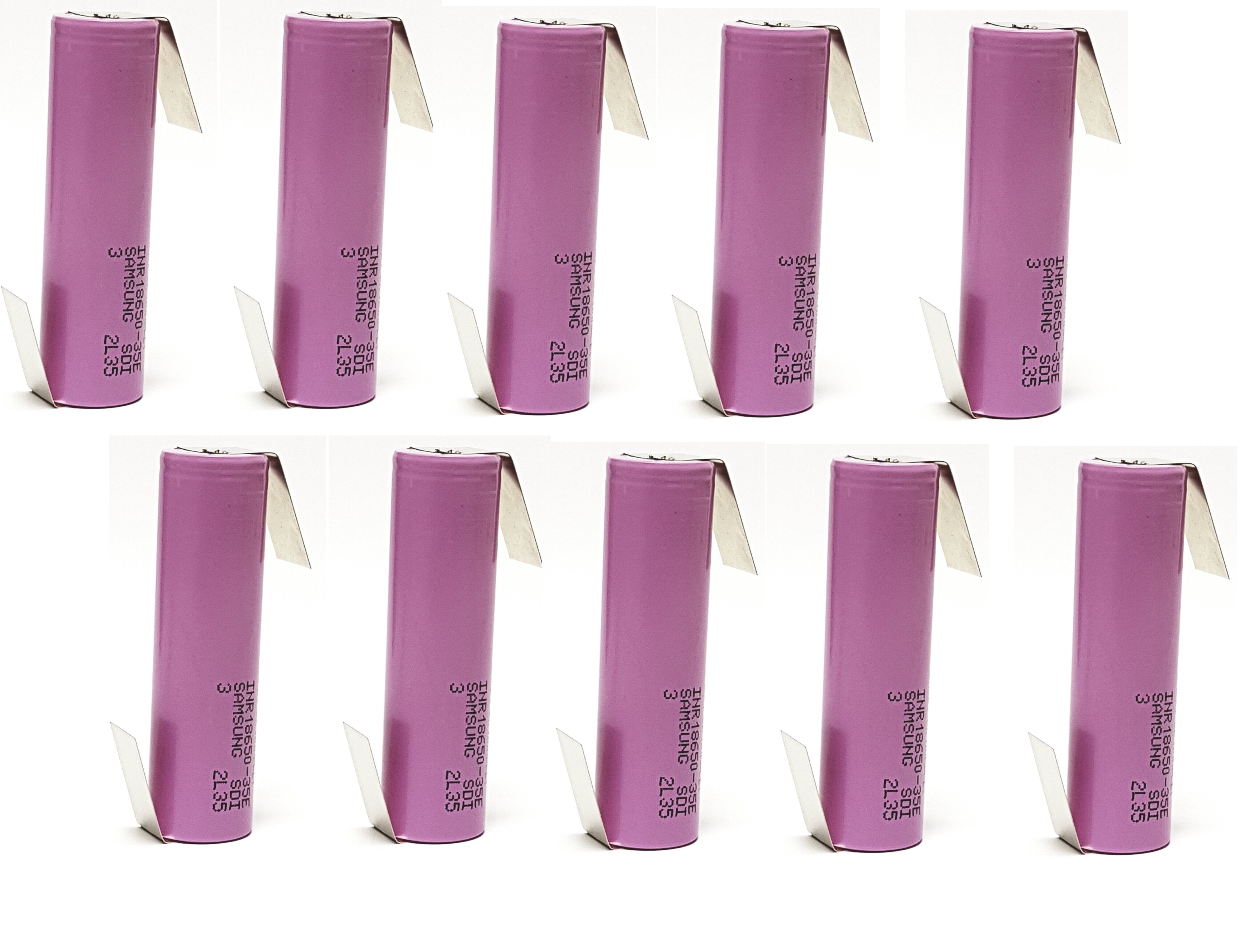 10 X 18650 Akku Samsung INR18650-35E / 3,7 V / 3500mAh / Li-ion 3C / 10,5A Lötfahne Z