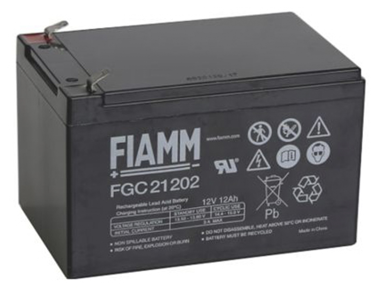 Fiamm Blei-Akku FGC21202 Pb 12V / 12Ah Zyklenfest, Faston 6,3