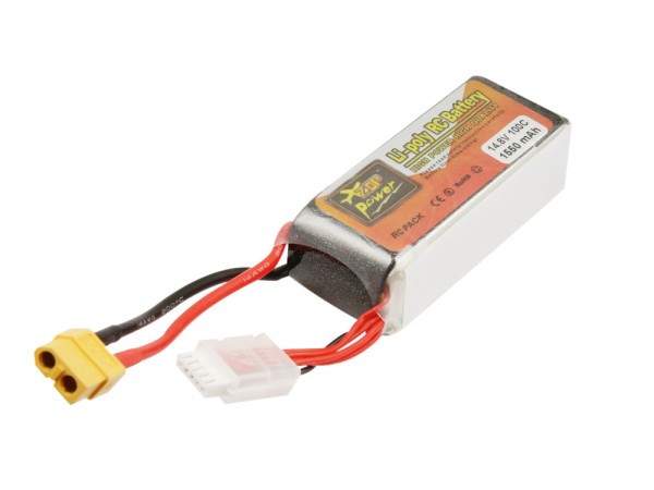 Akku passend für FPV Drohne, Li-Polymer, 14,8V, 1550mAh, 22,9Wh, 4S 100C,mit XT60-Stecker Universal