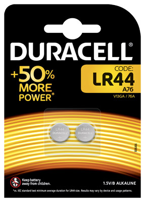 Duracell Alkaline-Knopfzelle LR44 Alkaline 1,5V / 105mAh