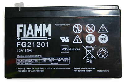 120116 Fiamm Blei-Akku FG21201 Pb 12V / 12Ah VdS-Nr. G116015, Faston 4,8