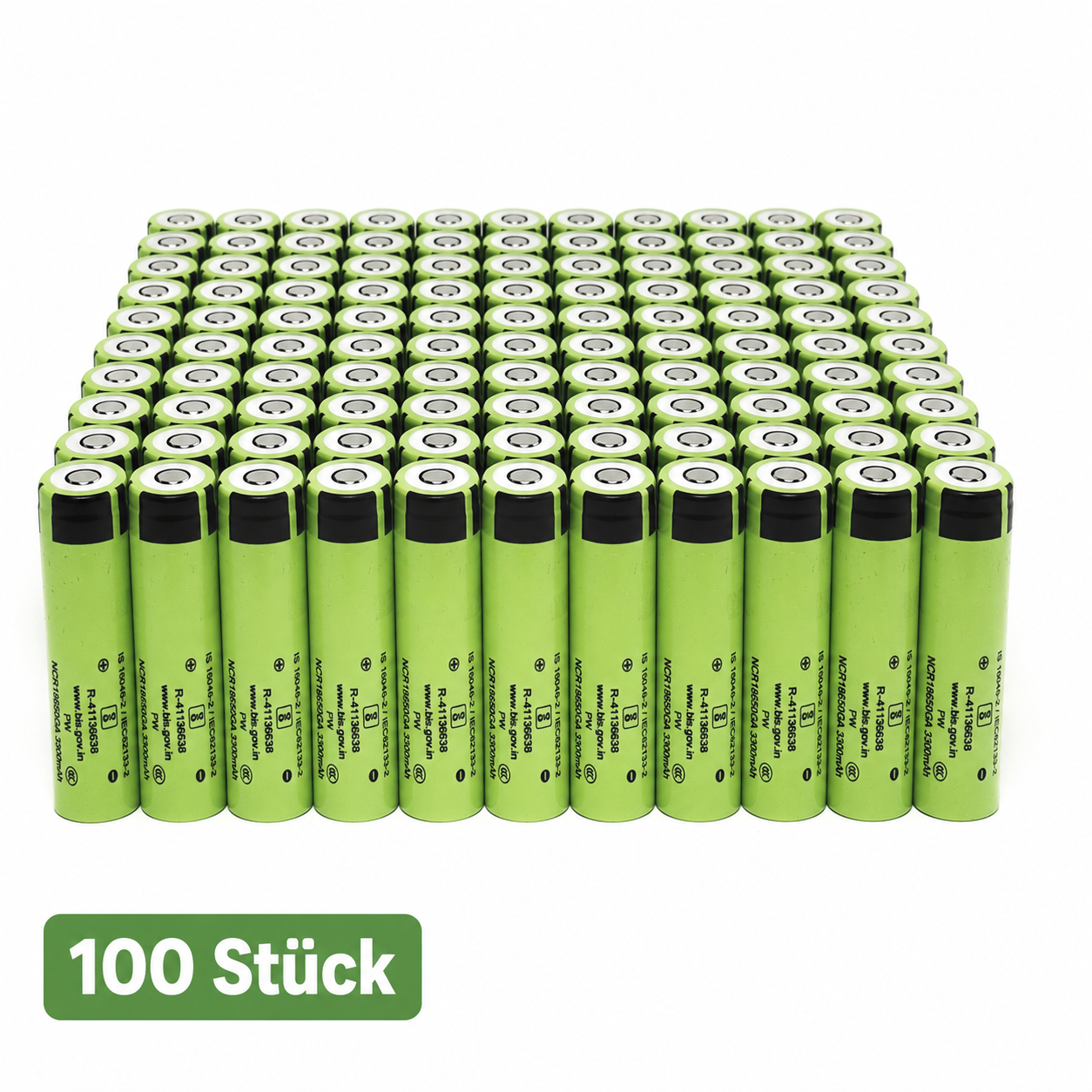 100 x Akku Panasonic 18650 NCR18650GA  Akku 3,6V 3,7V 3450mAh 18650 Li-Ion / Samsung 35E Alternative  