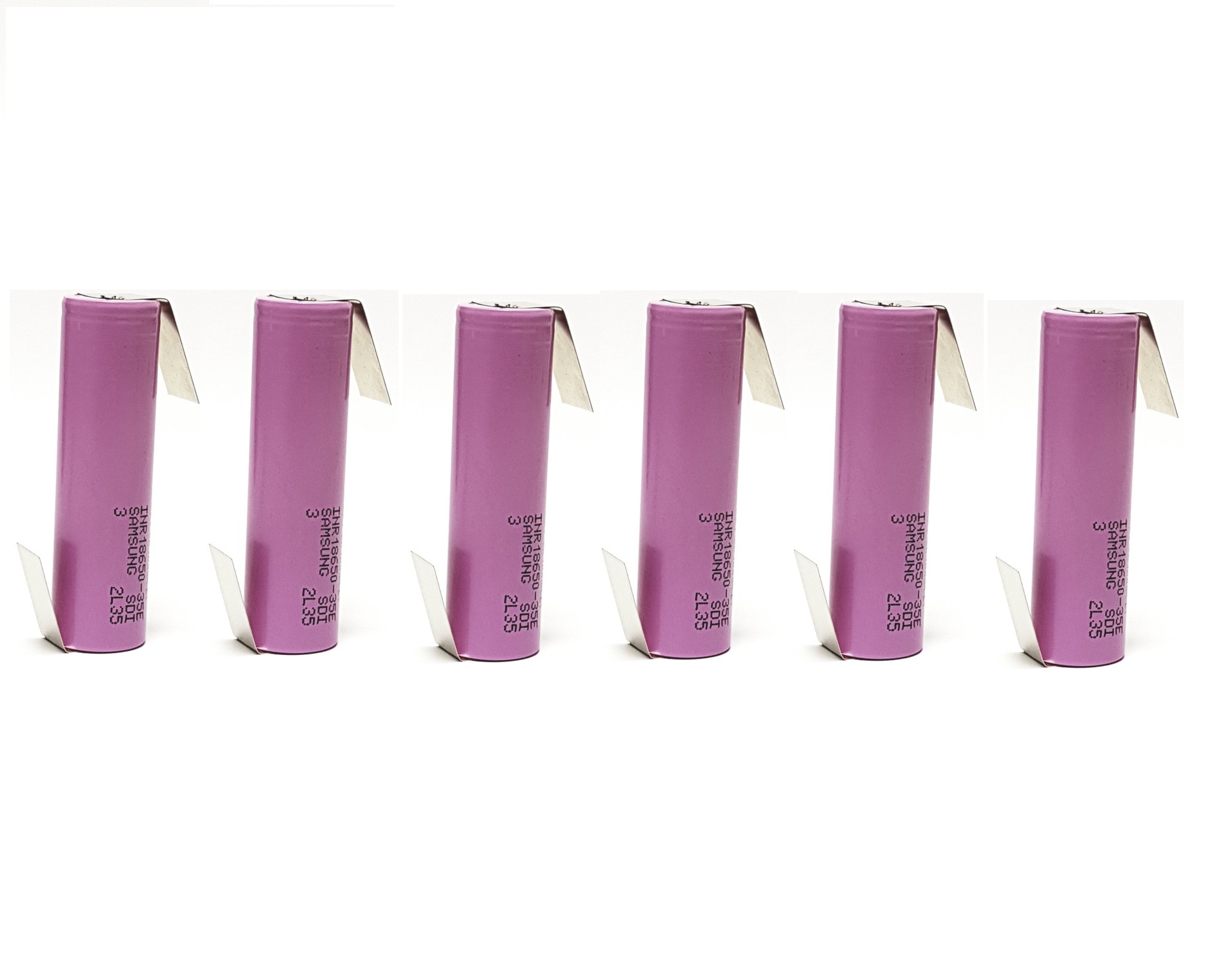 6 X 18650 Akku Samsung INR18650-35E / 3,7 V / 3500mAh / Li-ion 3C / 10,5A Lötfahne Z   6 X 18650 Akku Samsung INR18650-35E / 3,7 V / 3500mAh / Li-ion 3C / 10,5A Lötfahne Z