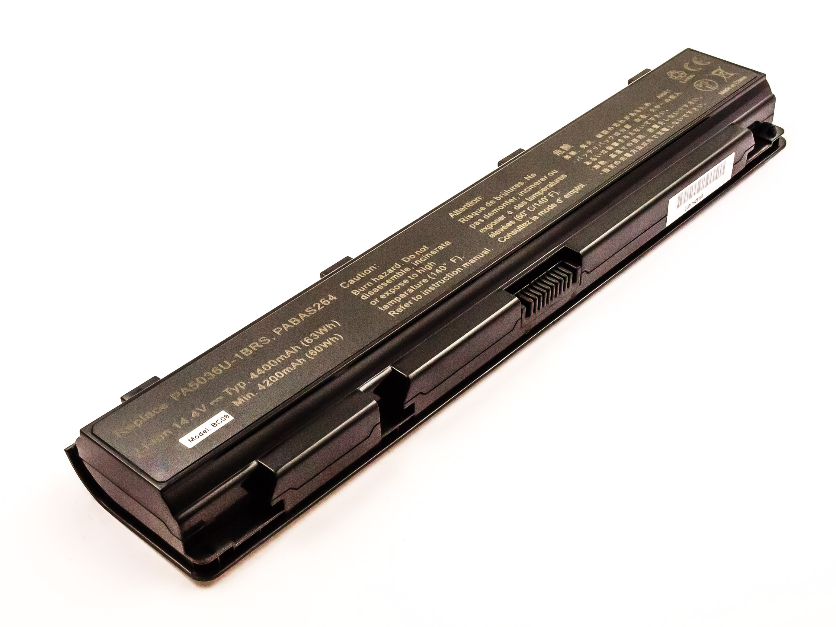 Akku für TOSHIBA  ersetzt PABAS264, PA5036U-1BRS Li-ion, 14,4V, 4400mAh