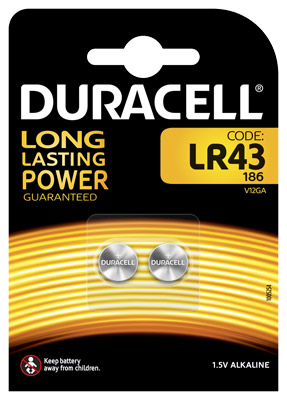 Duracell Alkaline-Knopfzelle LR43 Alkaline 1,5V / 73mAh