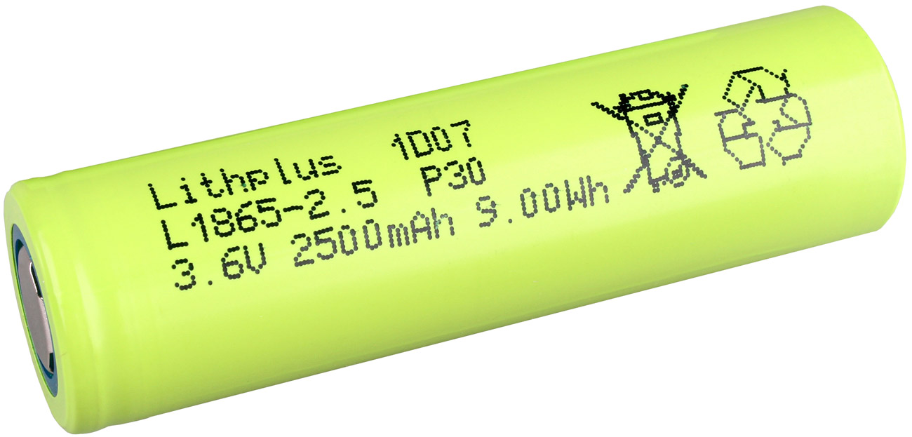 18650 Akku Lithplus   INR18650-25P 3,7V / 2500mAh Max. Entladestrom 20A