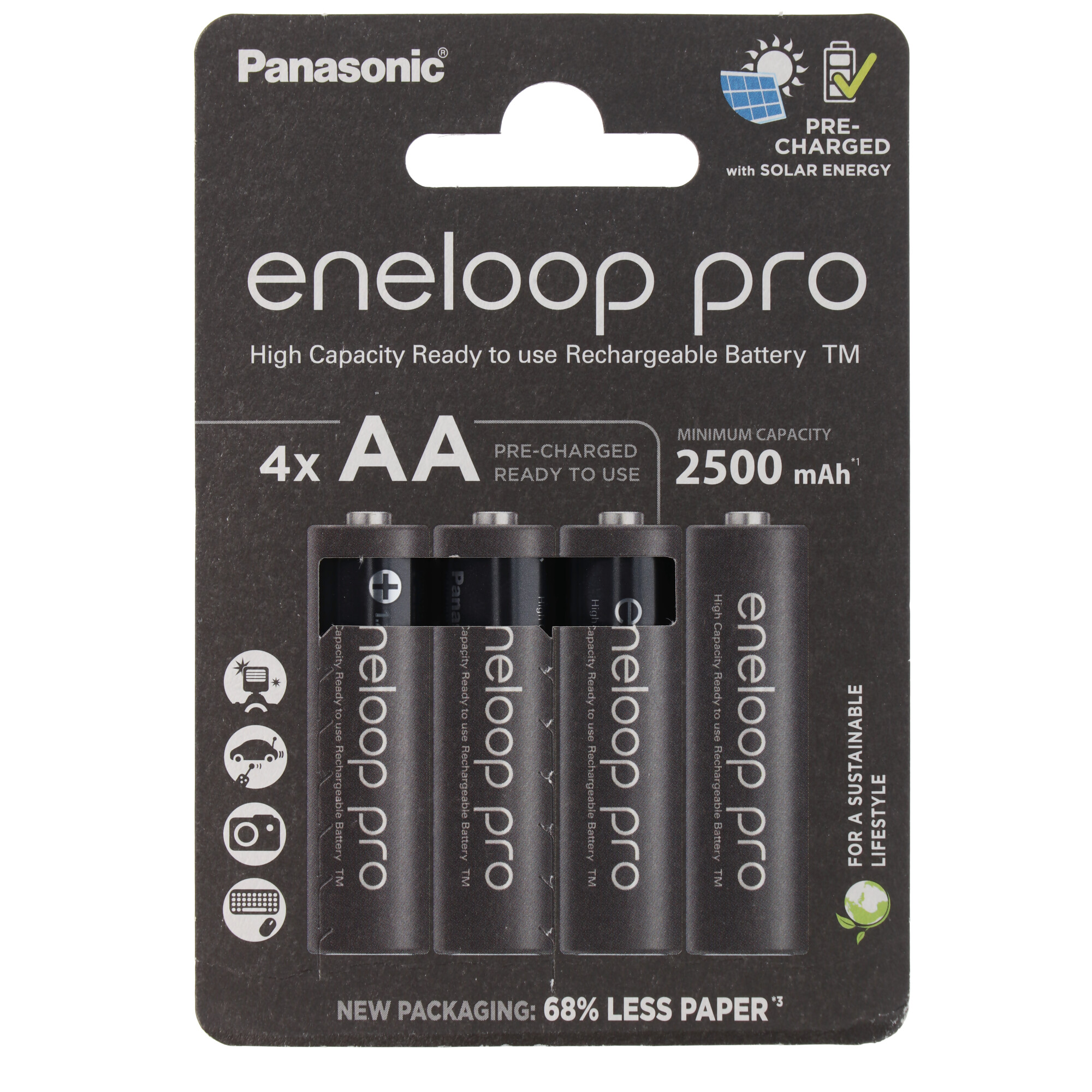 Panasonic eneloop pro Akku / BK-3HCDE-4BE / Mignon AA HR06 / 4er Blister / NiMH