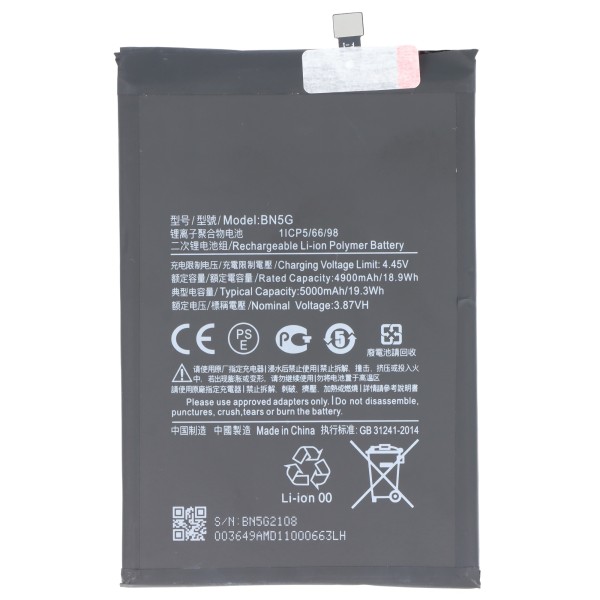 Akku für Xiaomi Redmi 10C, Li-Polymer, 3,87V, 5000mAh ersetzt BN5G