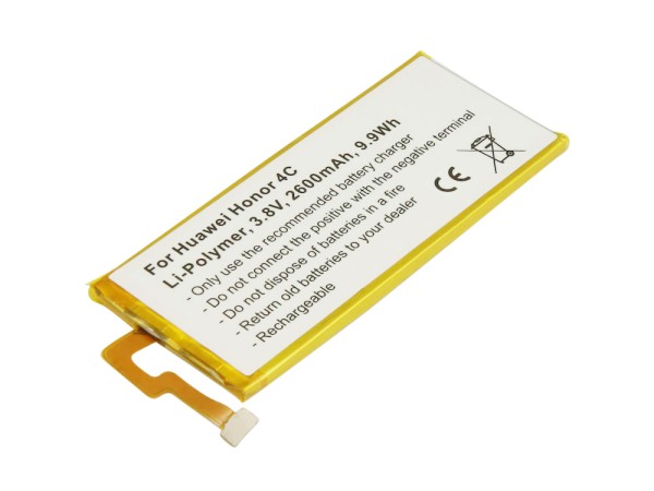 Akku für Huawei Honor 4C, Li-Polymer, 3,8V, 2600mAh ersetzt HB444199EBC