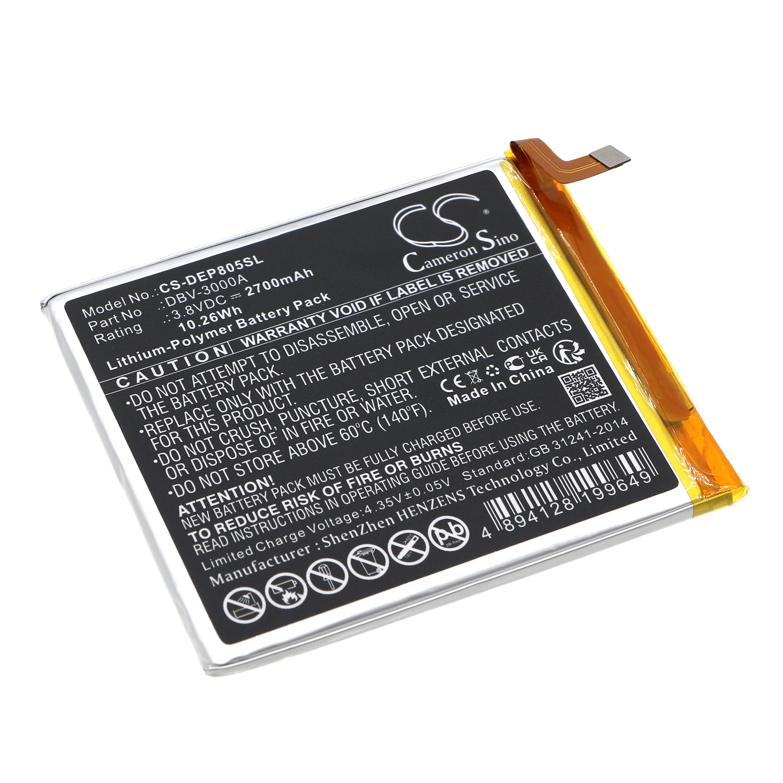 Akku für Doro 8050, DSB-0230 ersetzt DBV-3000A Li-Polymer, 3,8V, 3000mAh