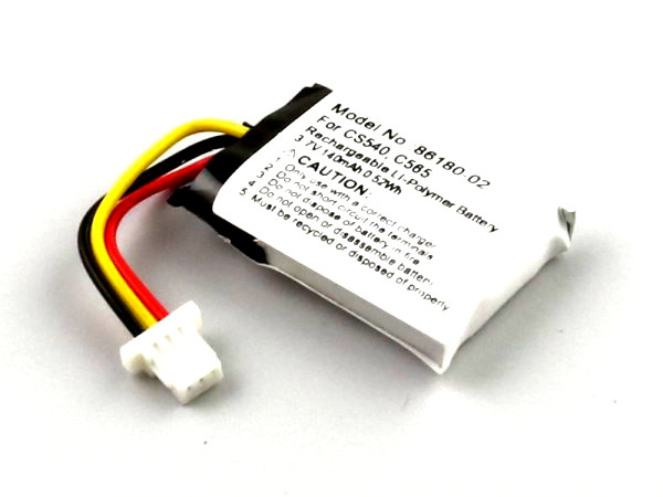 Akku für  PLANTRONICS CS540, C565ersetzt 86180-02 (ab ca. Baujahr 2021, Datumscode 21.05.) Li-Polymer, 3,7V, 140mAh mit 3-poligem Stecker 