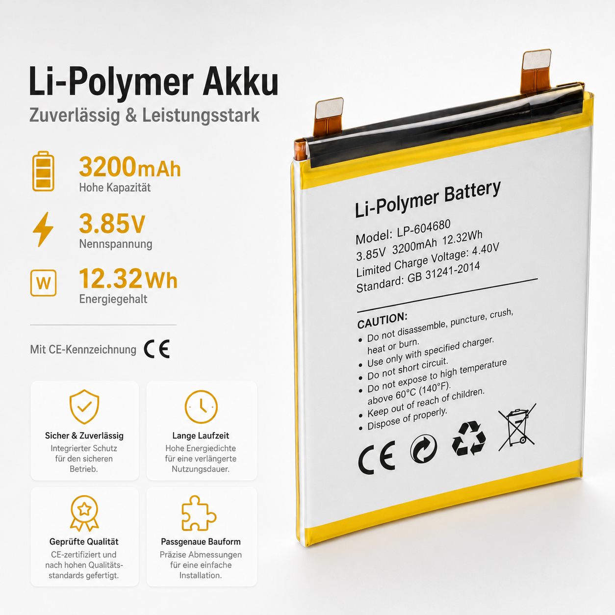 Akku für Motorola Edge 50 Pro, Li-Polymer, 3,9V, 4500mAh ersetzt QM45