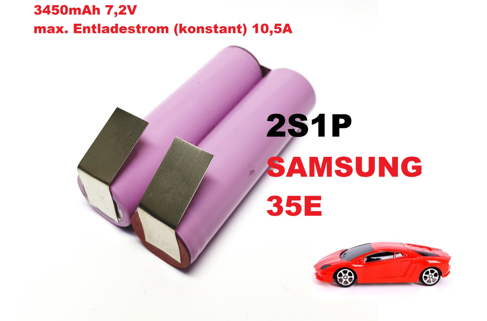 18650 Li-Ion Akkupack 2S1P 7,2 -7,4 3450mAh für z.B.Modelbau aus Samsung 35E 18650 Li-Ion Akkupack 2S1P 7,2 -7,4 3450mAh für z.B.Modelbau aus Samsung 35E