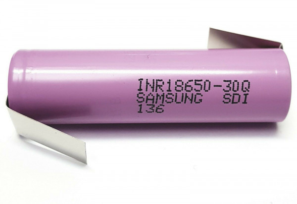 Samsung INR18650 30Q 3,6 V / 3000 mAh Li-Ion Rohzelle - 15A Lötfahne Z